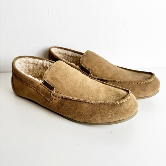 New Vince Gino Tan Suede Shearling Lined Slipper size 13 - Picture 1 of 5